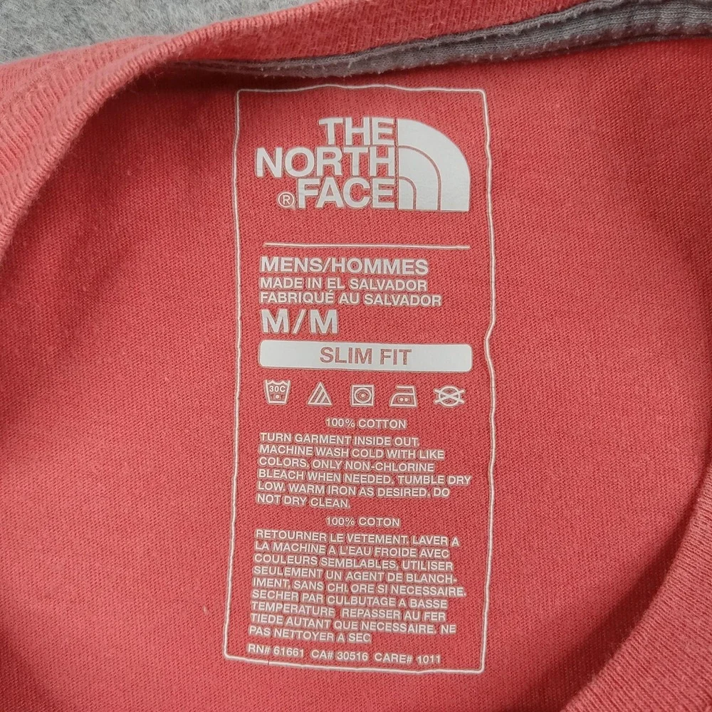 North Face Shirt Mens Medium Red Never Stop Exploring Bear‎ Graphic Tagless Tee